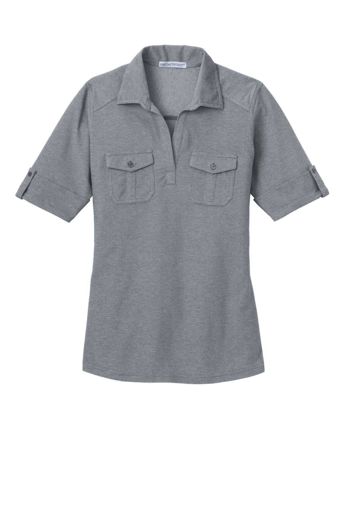 Port Authority Ladies Oxford Pique Double Pocket Polo. L557