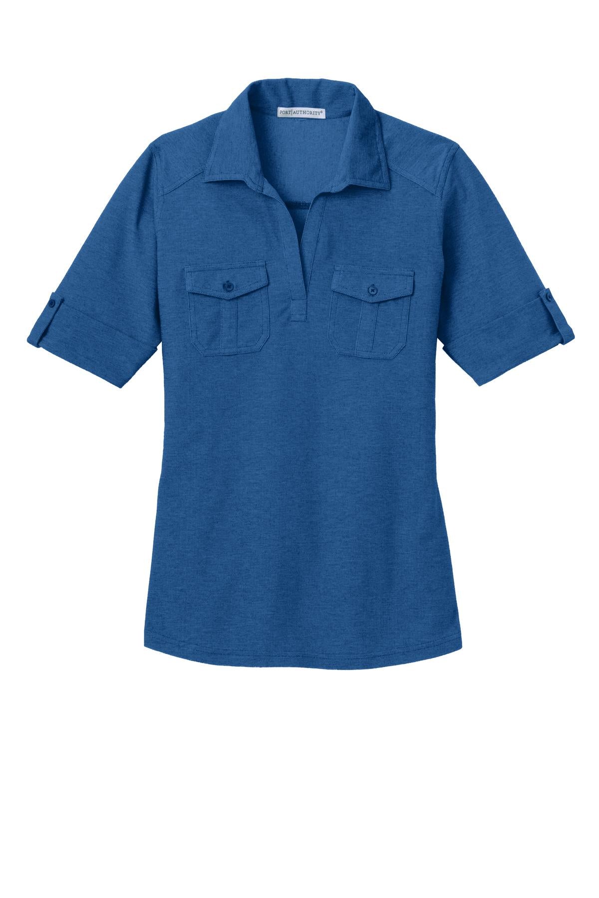 Port Authority Ladies Oxford Pique Double Pocket Polo. L557