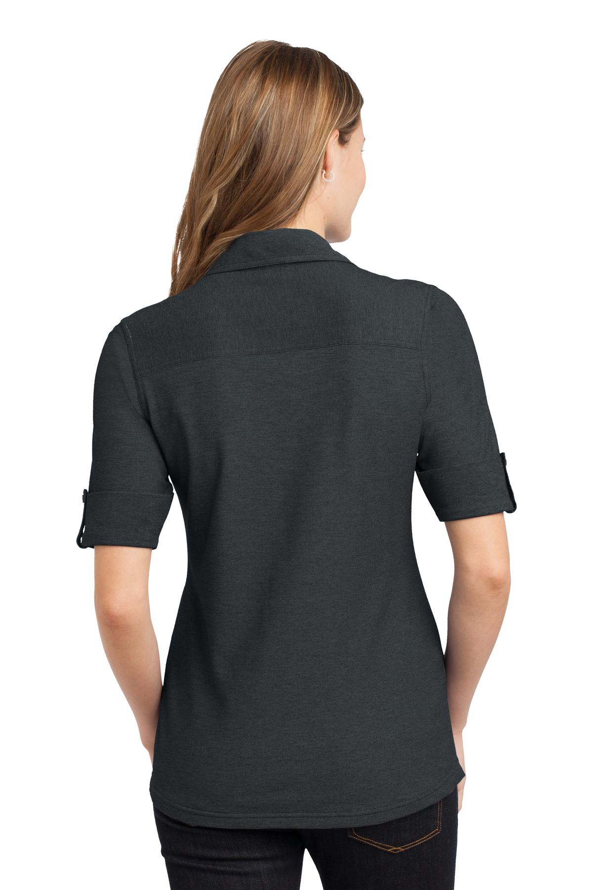 Port Authority Ladies Oxford Pique Double Pocket Polo. L557