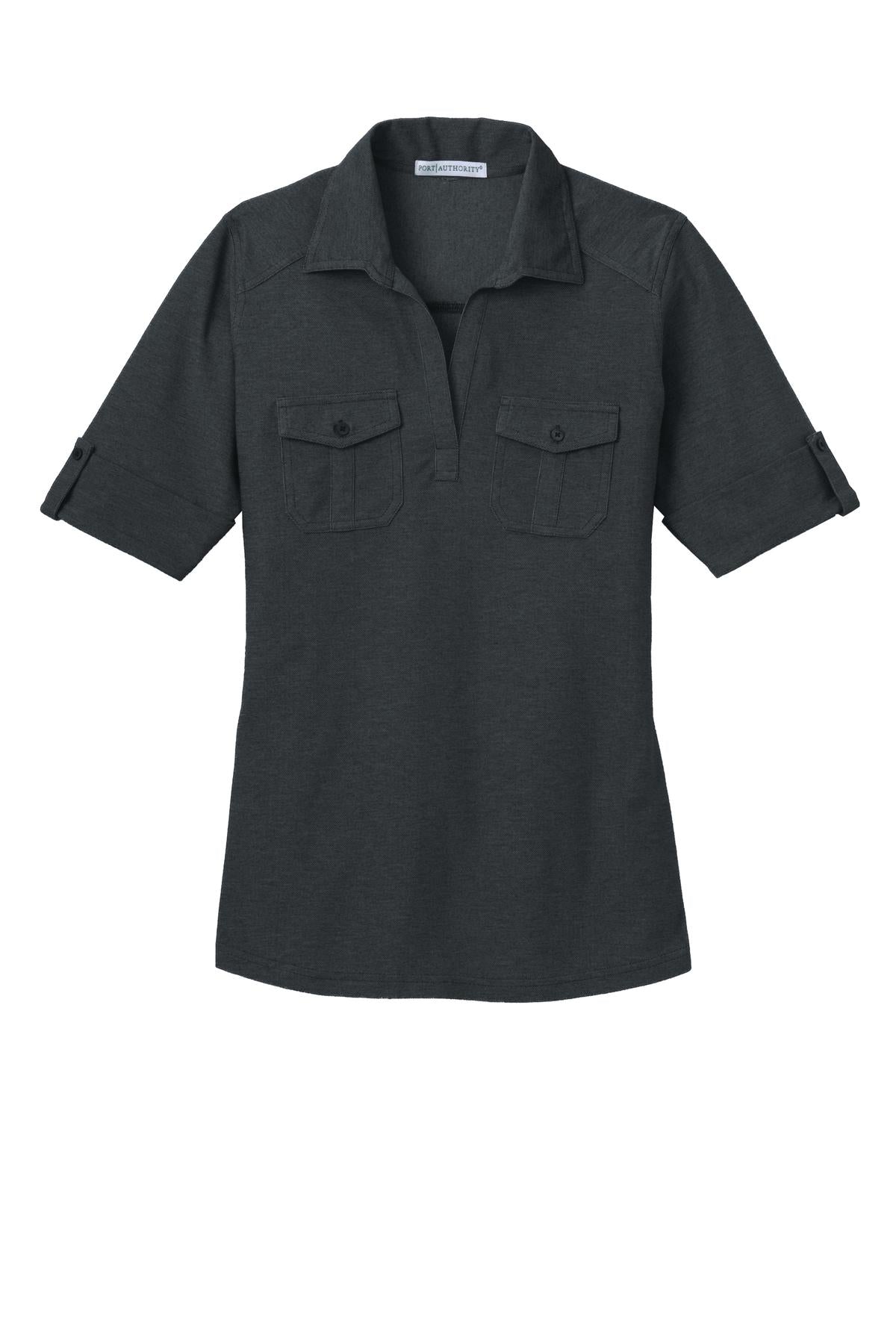 Port Authority Ladies Oxford Pique Double Pocket Polo. L557