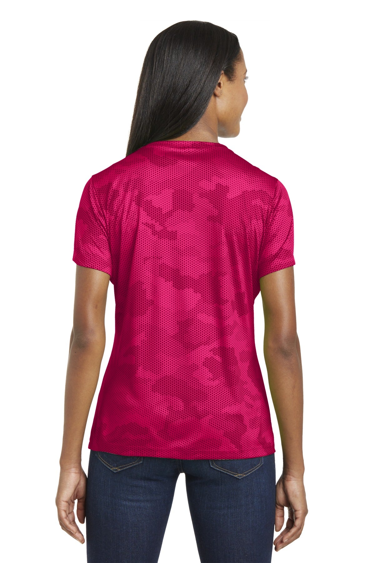 Sport-Tek Women's Camo Hex V-Neck Tee LST370