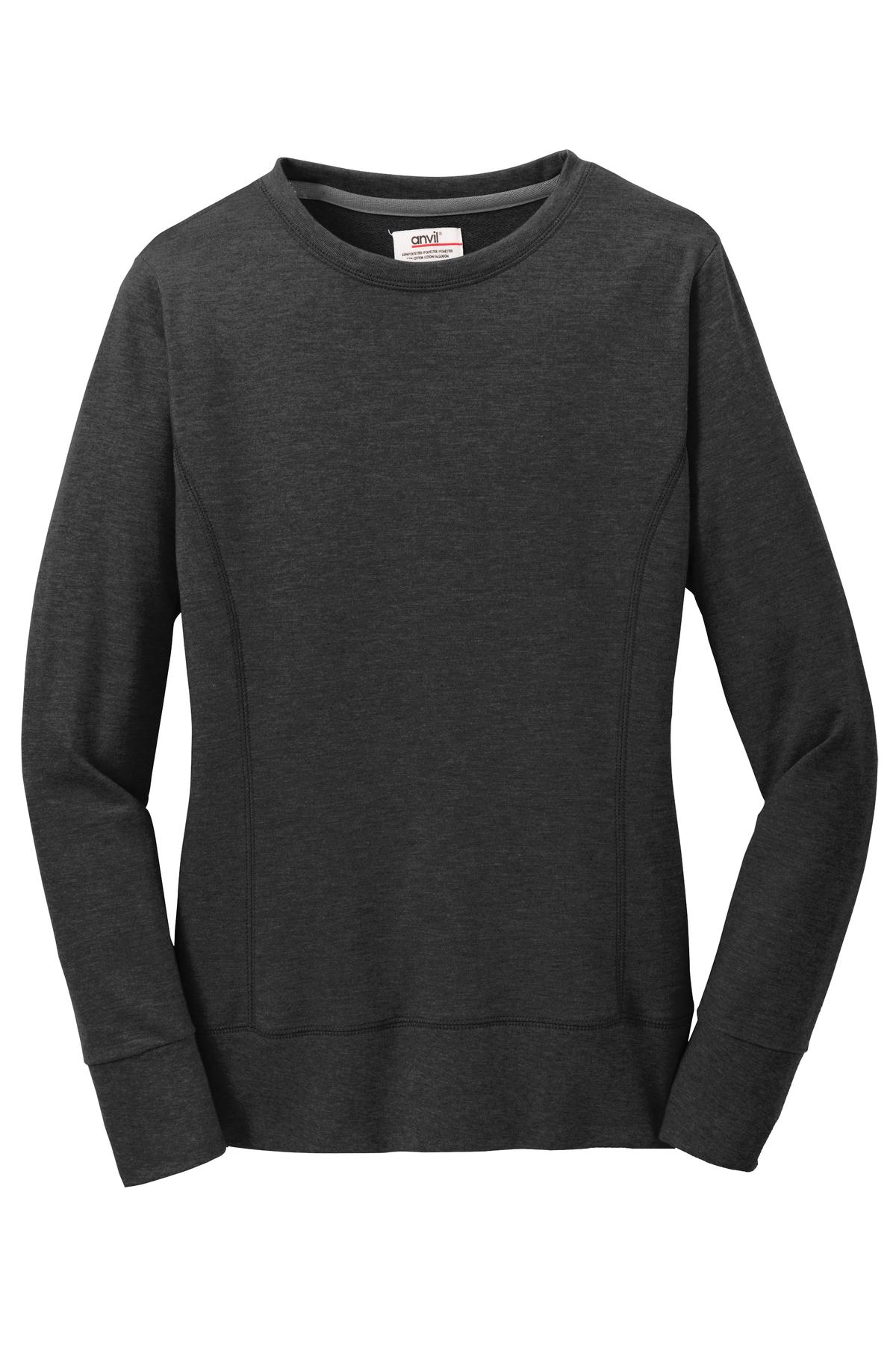 Anvil Ladies French Terry Crewneck Sweatshirt. 72000L Womens Apparel Sweatshirts & Fleece