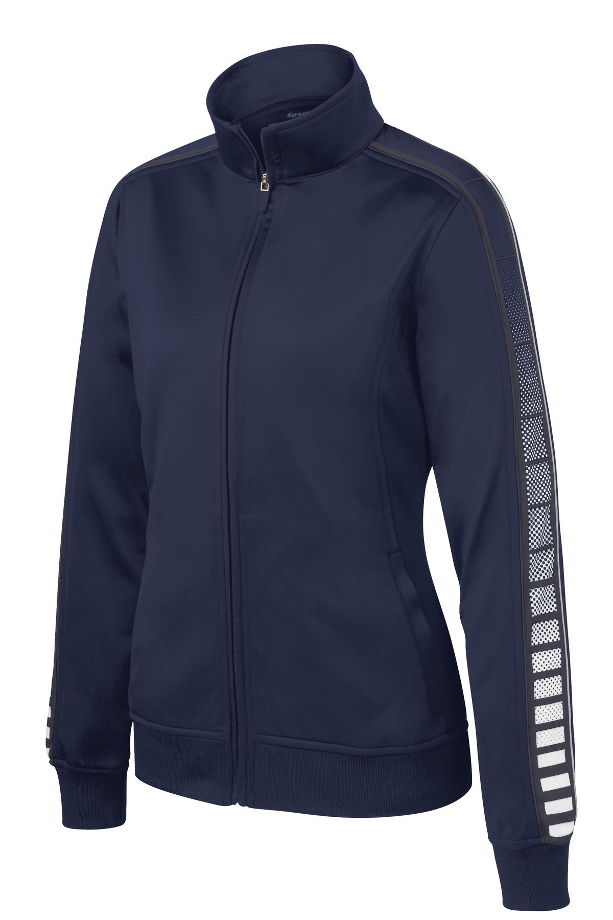 Sport-Tek Women's Dot Sublimation Tricot Track Jacket LST93 Womens Apparel Jackets & Vests