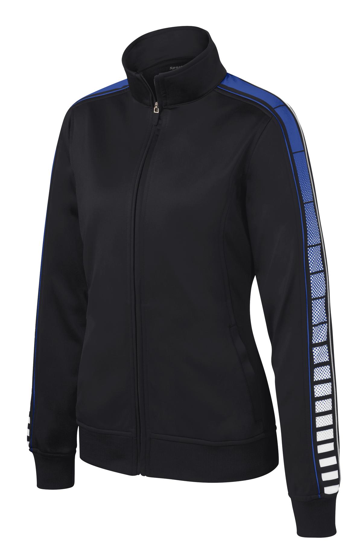 Sport-Tek Women's Dot Sublimation Tricot Track Jacket LST93 Womens Apparel Jackets & Vests