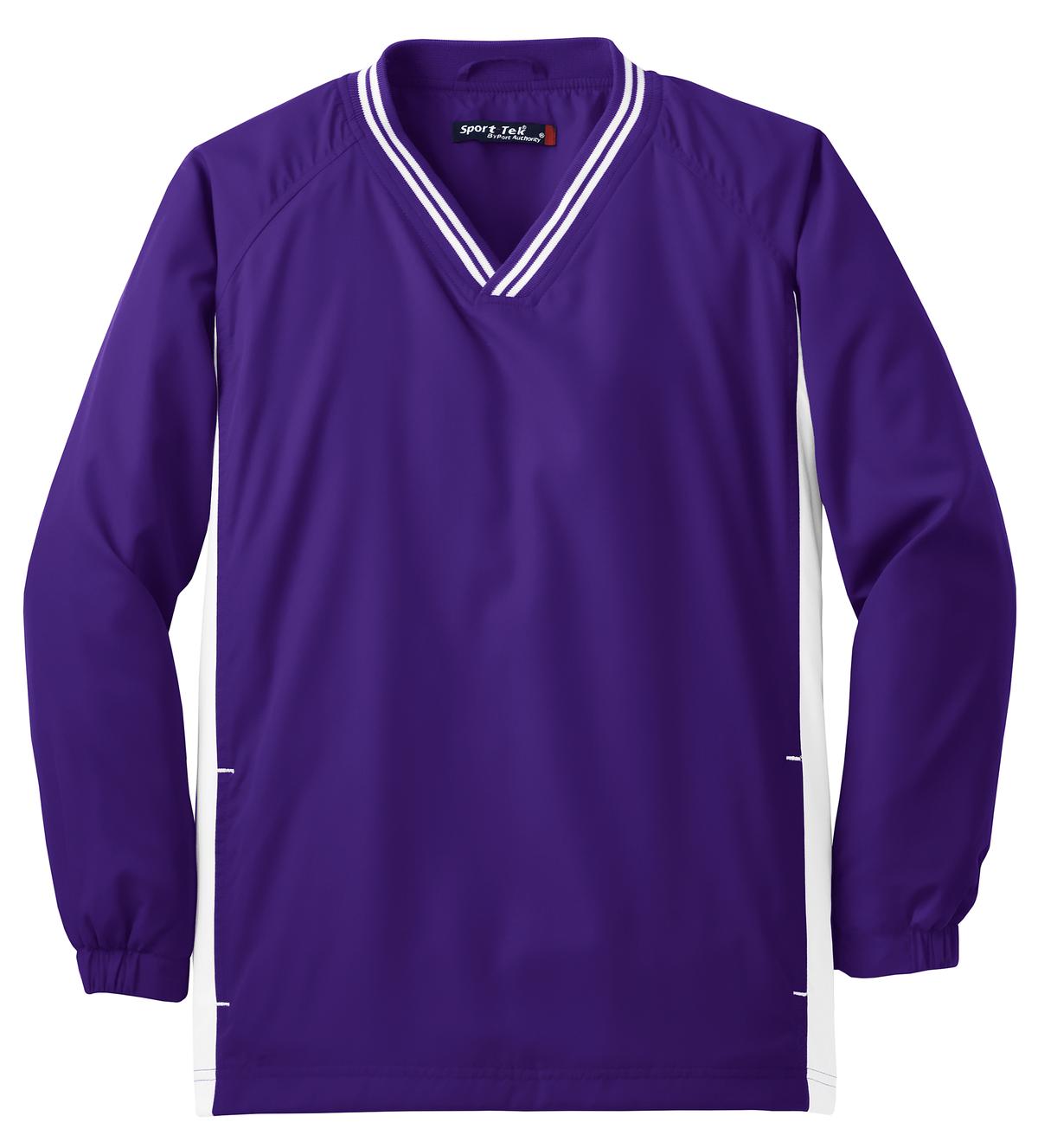 Sport-Tek Youth Tipped V-Neck Raglan Wind Shirt YST62 Youth Apparel Hoodies & Sweatshirts