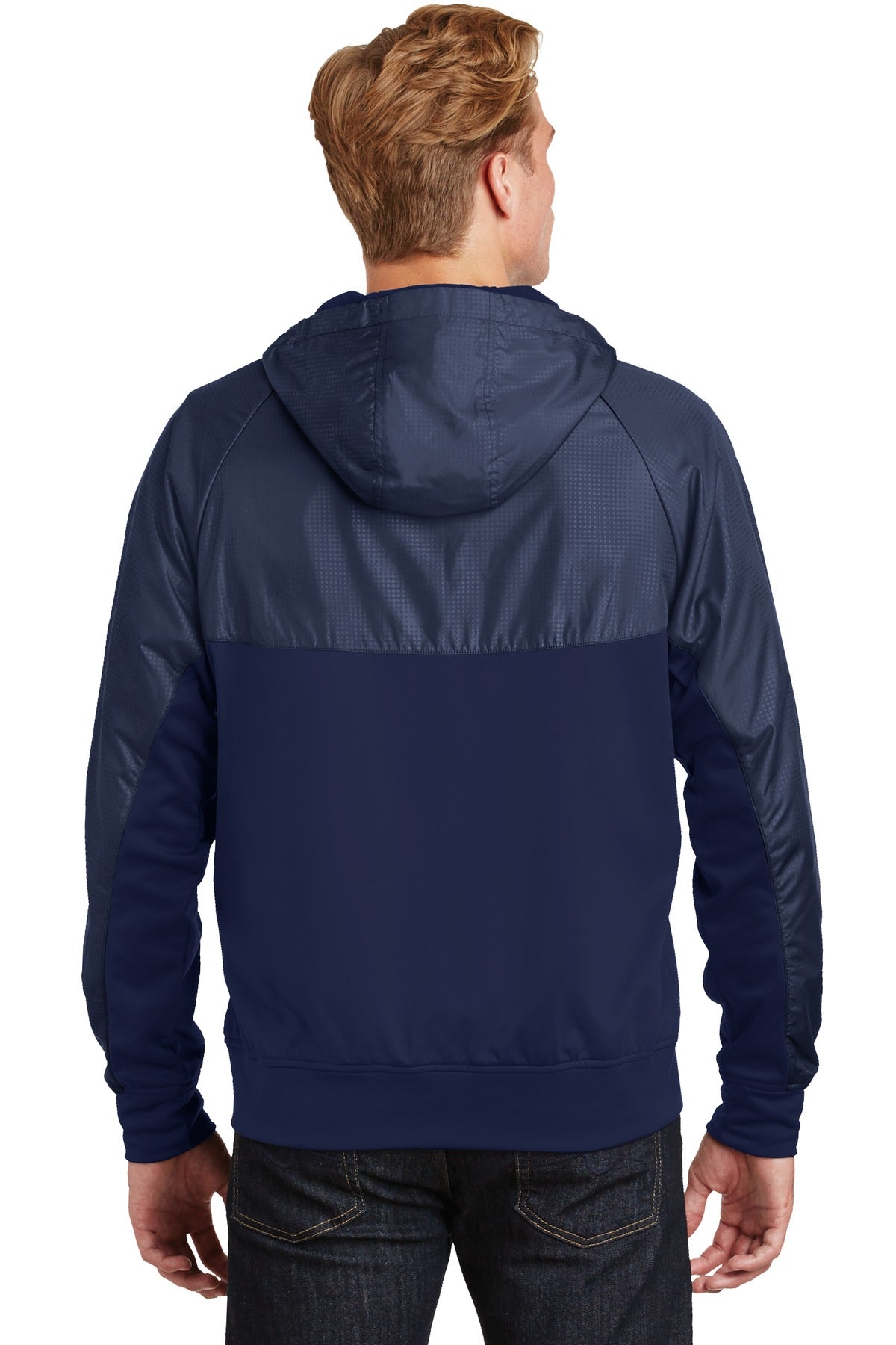 Sport-Tek Men's Embossed Hybrid Full-Zip Hooded Jacket JST50 Mens Apparel Jackets & Vests