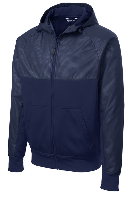 Sport-Tek Men's Embossed Hybrid Full-Zip Hooded Jacket JST50 Mens Apparel Jackets & Vests