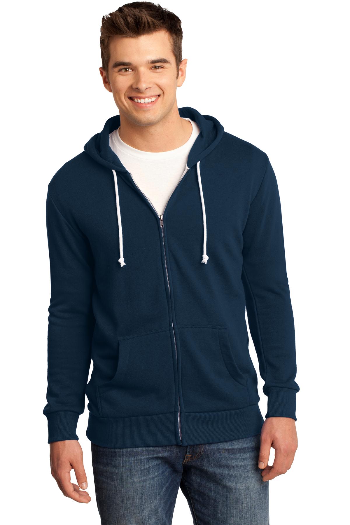 District - Young Mens Core Fleece Full-Zip Hoodie DT190 Mens Apparel Sweatshirts & Fleece
