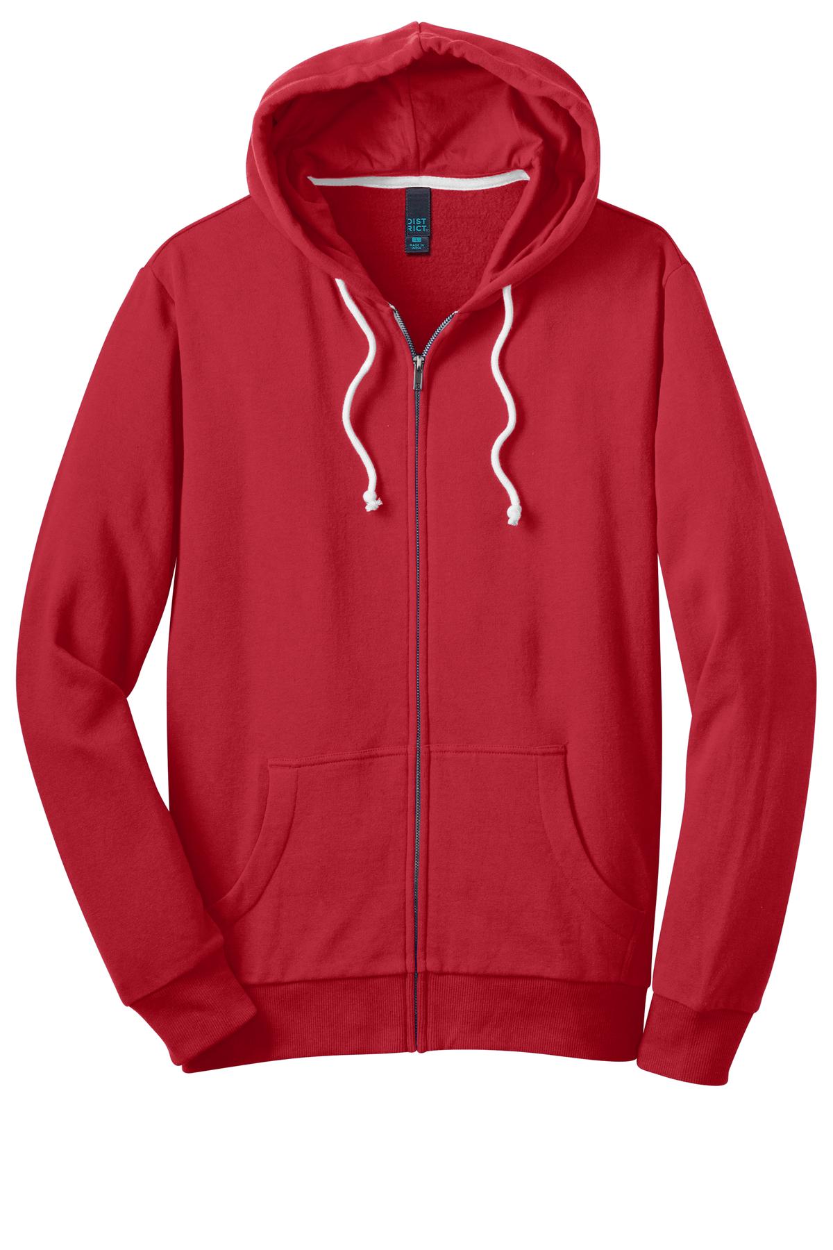 District - Young Mens Core Fleece Full-Zip Hoodie DT190 Mens Apparel Sweatshirts & Fleece