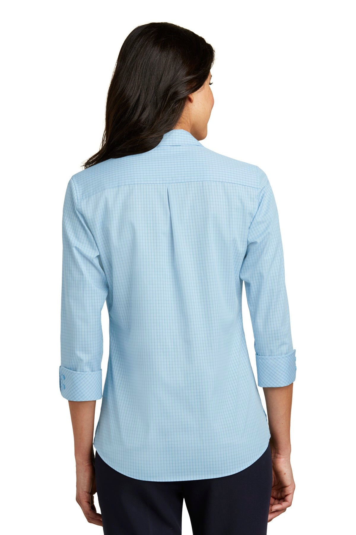 Port Authority Ladies 3/4-Sleeve Micro Tattersall Easy Care Shirt. LW643 Womens Apparel Shirts & Tops