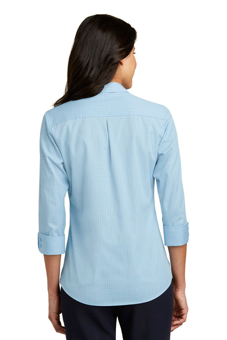 Port Authority Ladies 3/4-Sleeve Micro Tattersall Easy Care Shirt. LW643 Womens Apparel Shirts & Tops