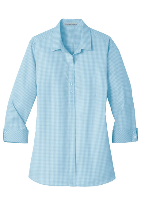 Port Authority Ladies 3/4-Sleeve Micro Tattersall Easy Care Shirt. LW643 Womens Apparel Shirts & Tops