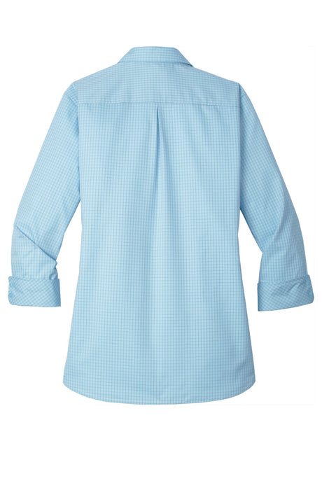 Port Authority Ladies 3/4-Sleeve Micro Tattersall Easy Care Shirt. LW643 Womens Apparel Shirts & Tops