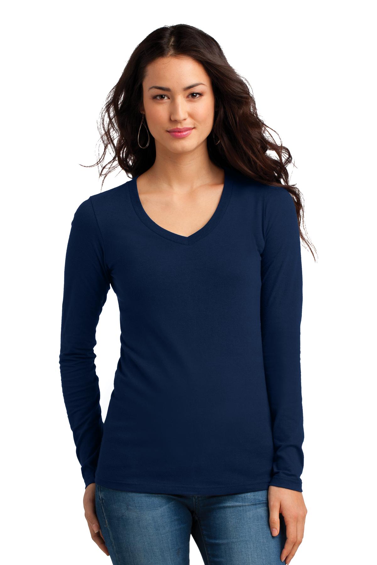 District Juniors The Concert Tee Long Sleeve V-Neck. DT5201 Womens Apparel Shirts & Tops