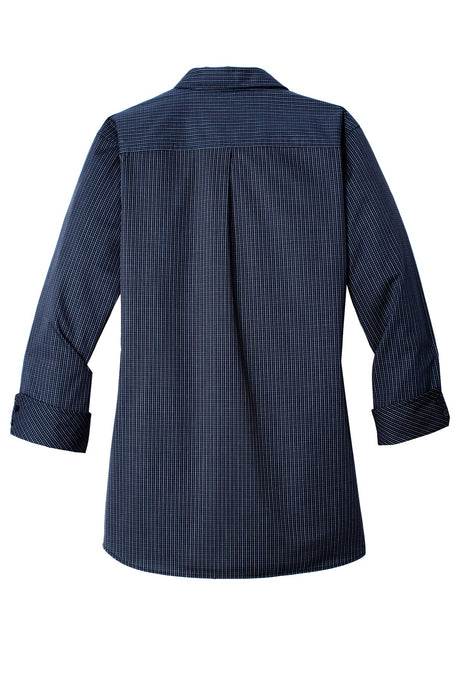 Port Authority Ladies 3/4-Sleeve Micro Tattersall Easy Care Shirt. LW643 Womens Apparel Shirts & Tops