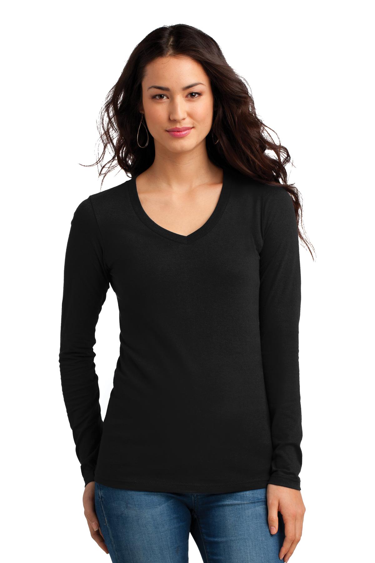 District Juniors The Concert Tee Long Sleeve V-Neck. DT5201 Womens Apparel Shirts & Tops