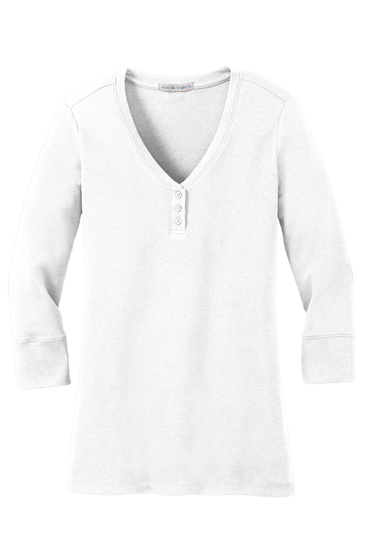 Port Authority Ladies Concept Stretch 3/4-Sleeve Scoop Henley. LM1007 Womens Apparel Shirts & Tops