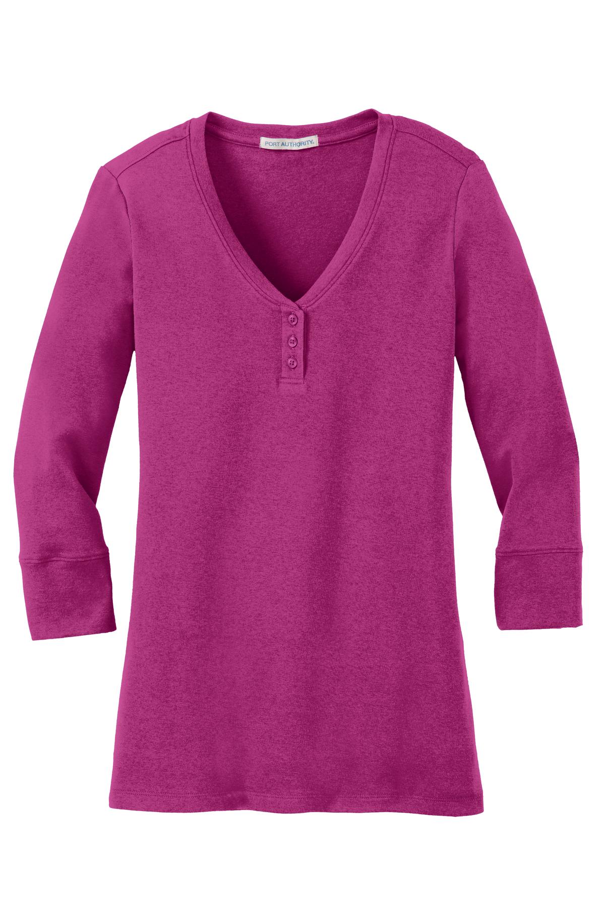 Port Authority Ladies Concept Stretch 3/4-Sleeve Scoop Henley. LM1007 Womens Apparel Shirts & Tops