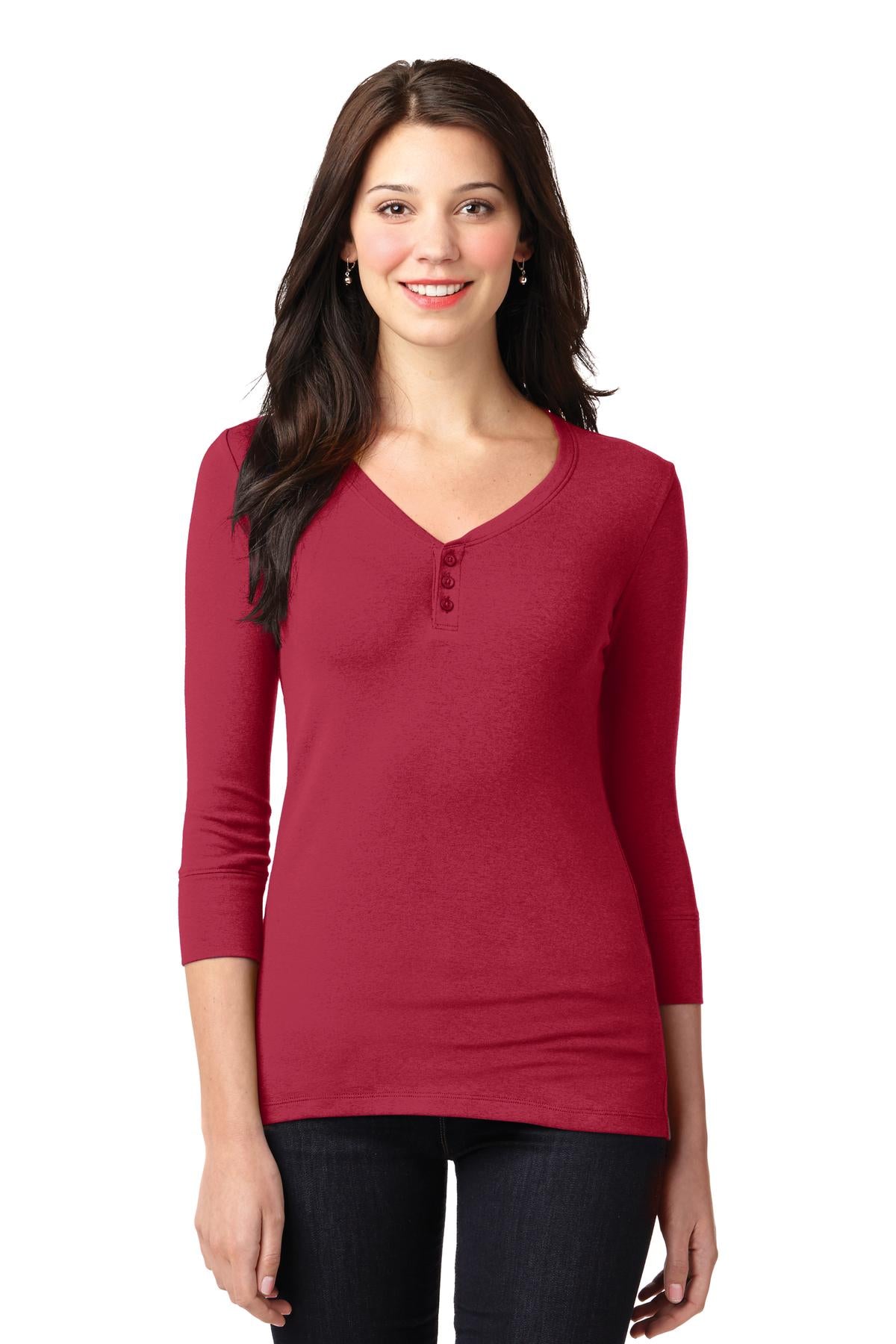 Port Authority Ladies Concept Stretch 3/4-Sleeve Scoop Henley. LM1007 Womens Apparel Shirts & Tops