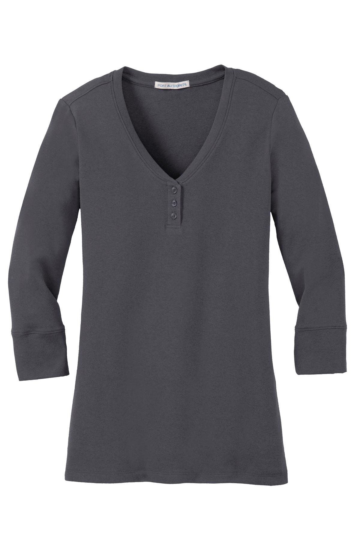 Port Authority Ladies Concept Stretch 3/4-Sleeve Scoop Henley. LM1007 Womens Apparel Shirts & Tops
