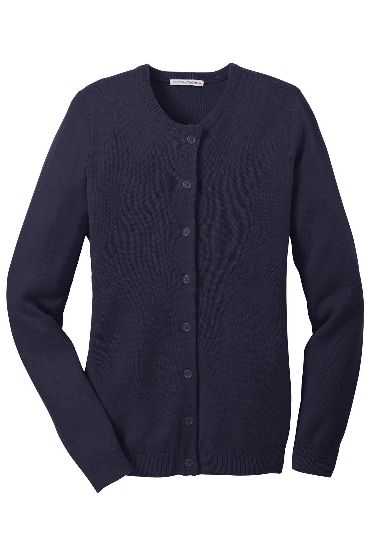 Port Authority Ladies Value Jewel-Neck Cardigan Sweater. LSW304 Womens Apparel Sweatshirts & Fleece