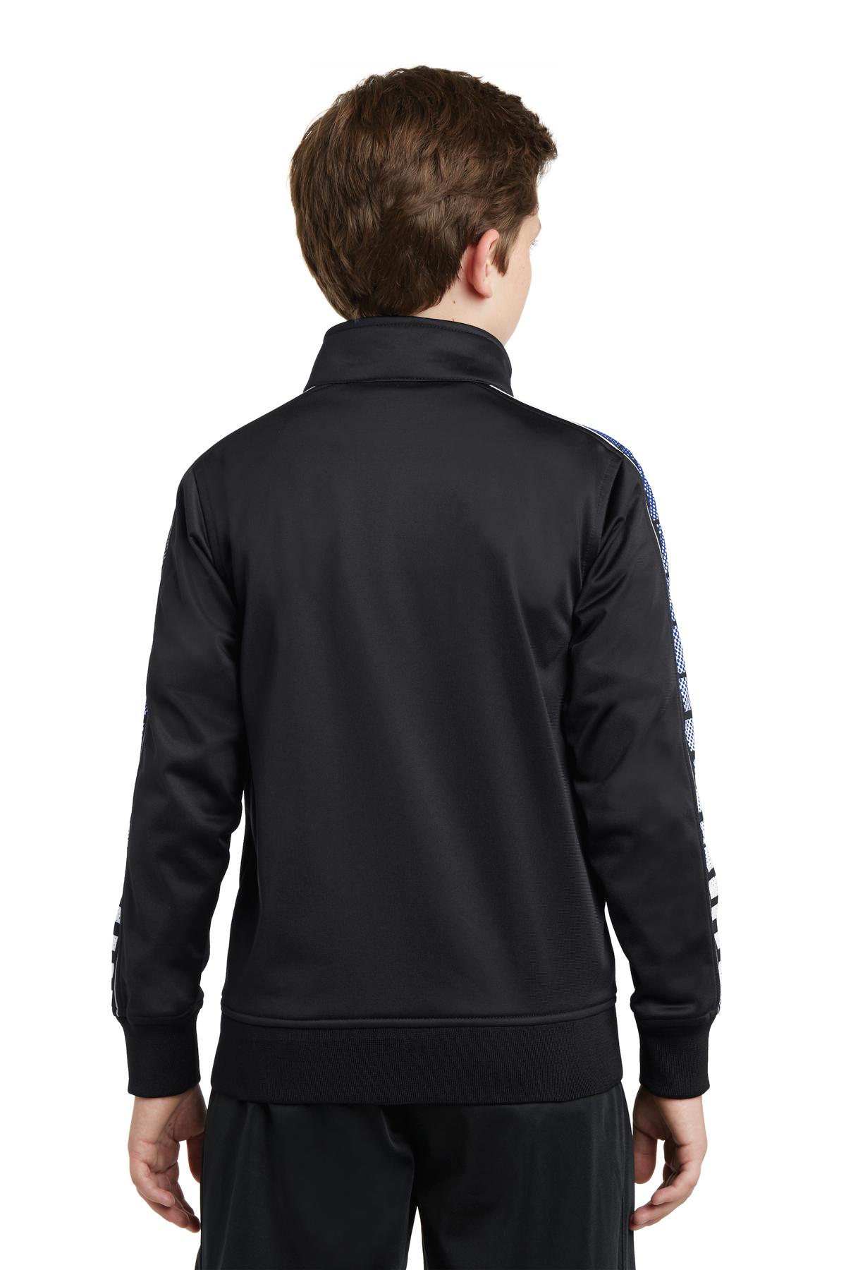 Sport-Tek Youth Dot Sublimation Tricot Track Jacket Youth Apparel Jackets & Vests