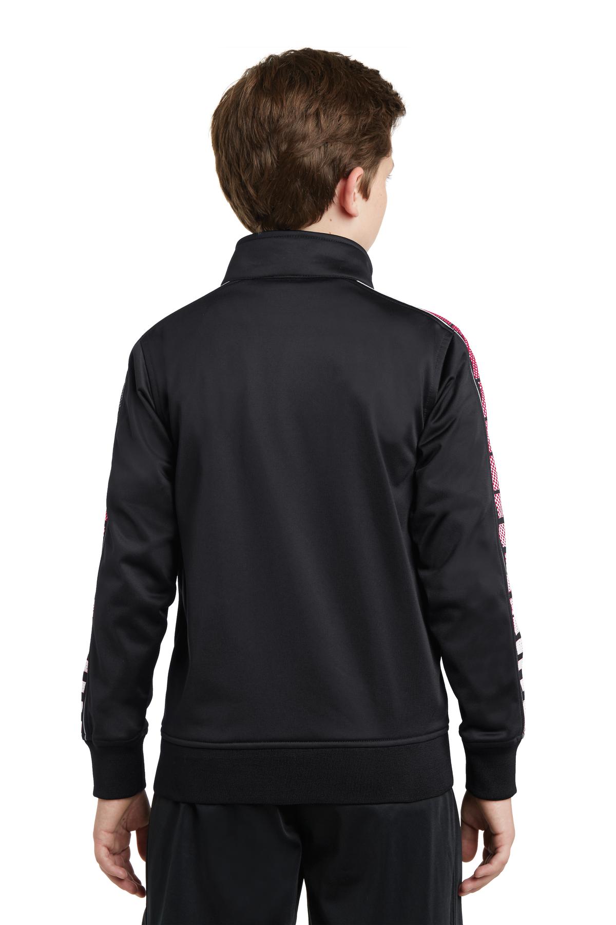 Sport-Tek Youth Dot Sublimation Tricot Track Jacket Youth Apparel Jackets & Vests