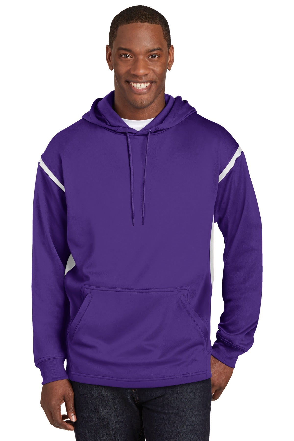DISCONTINUED Sport-Tek Tall Tech Fleece Colorblock Hooded Sweatshirt. TST246 Mens Apparel Sweatshirts & Fleece
