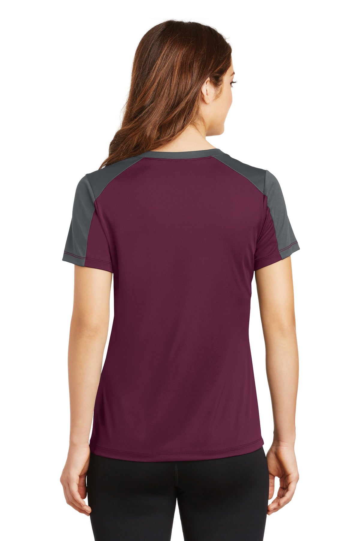 Sport-Tek Women's PosiCharge Competitor Sleeve-Blocked V-Neck Tee LST354