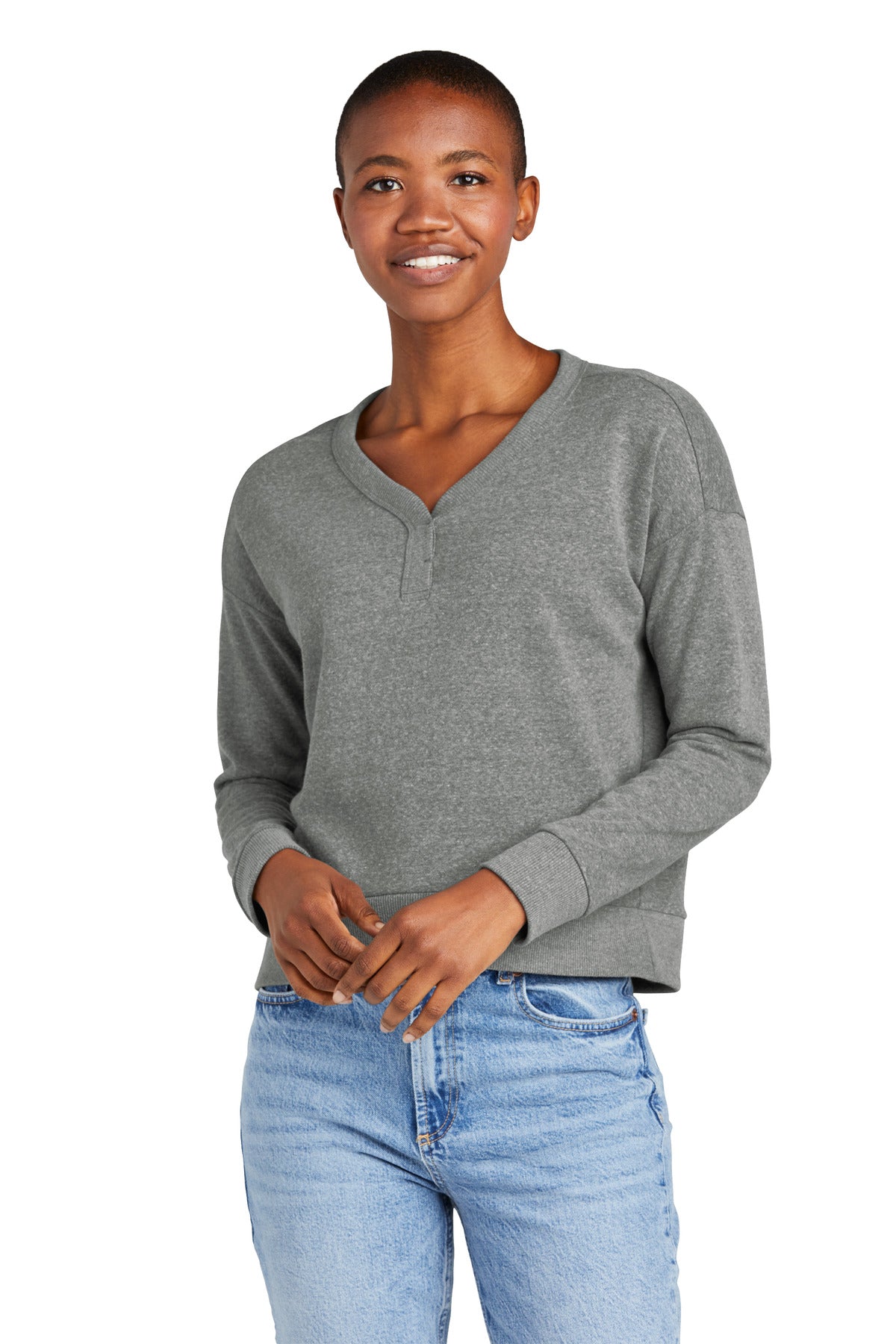 District Women's Perfect Tri Fleece V-Neck Sweatshirt Womens Apparel Sweatshirts & Fleece