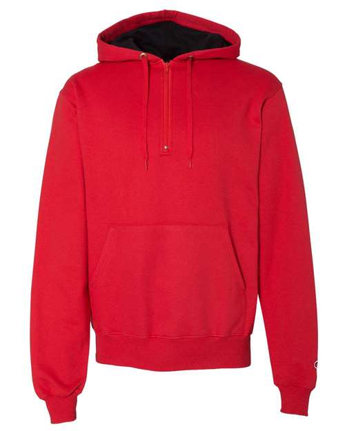 Champion Men's Cotton Max Hooded Quarter-Zip Sweatshirt Mens Apparel Sweatshirts & Fleece
