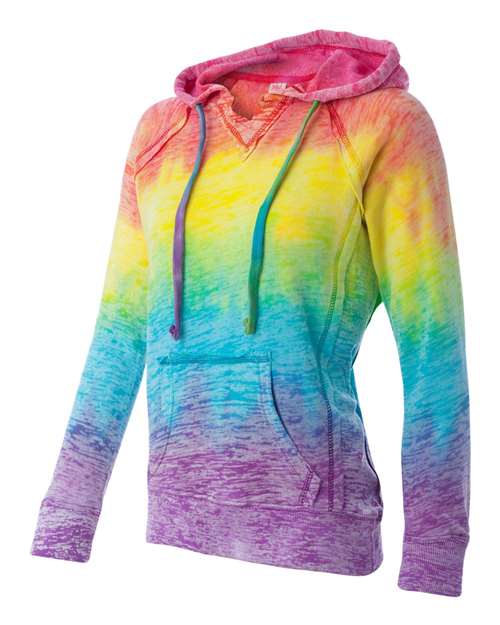 MV Sport Women's Courtney Burnout V-Notch Hooded Sweatshirt Womens Apparel Sweatshirts & Fleece