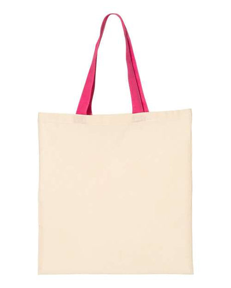 Q-Tees Economical Tote with Contrast-Color Handles Unisex Accessories Bags & Backpacks