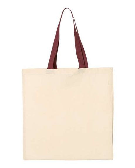 Q-Tees Economical Tote with Contrast-Color Handles Unisex Accessories Bags & Backpacks