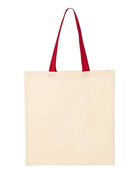 Q-Tees Economical Tote with Contrast-Color Handles Unisex Accessories Bags & Backpacks