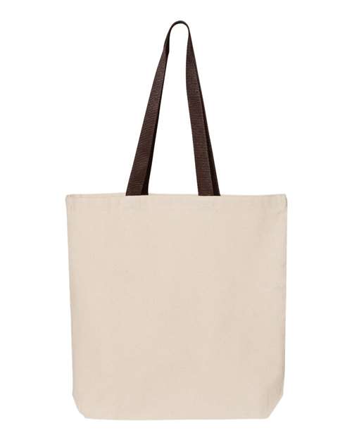 Q-Tees 11L Canvas Tote with Contrast-Color Handles Unisex Accessories Bags & Backpacks