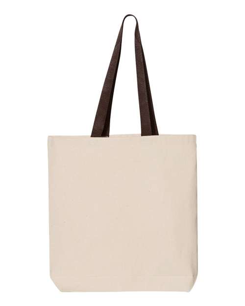 Q-Tees 11L Canvas Tote with Contrast-Color Handles Unisex Accessories Bags & Backpacks
