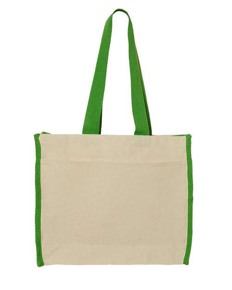 Q-Tees 14L Tote with Contrast-Color Handles Unisex Accessories Bags & Backpacks