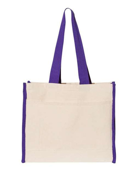 Q-Tees 14L Tote with Contrast-Color Handles Unisex Accessories Bags & Backpacks
