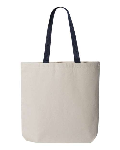 Q-Tees 11L Canvas Tote with Contrast-Color Handles Unisex Accessories Bags & Backpacks