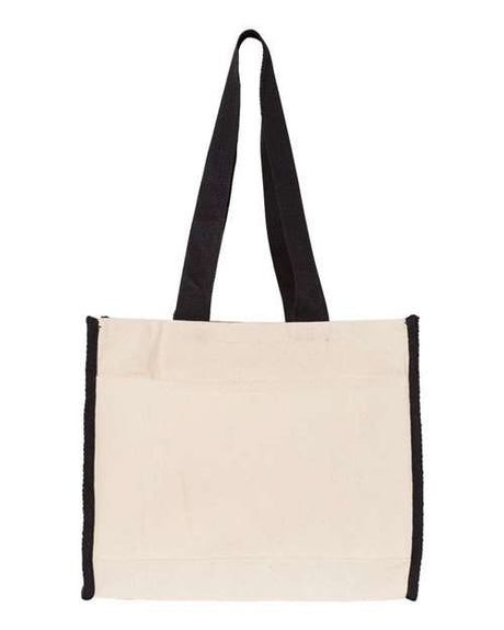 Q-Tees 14L Tote with Contrast-Color Handles Unisex Accessories Bags & Backpacks