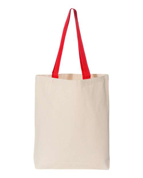 Q-Tees 11L Canvas Tote with Contrast-Color Handles Unisex Accessories Bags & Backpacks