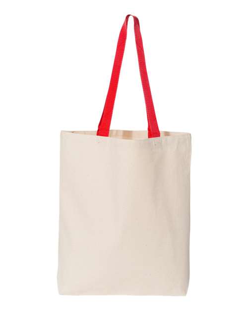 Q-Tees 11L Canvas Tote with Contrast-Color Handles Unisex Accessories Bags & Backpacks