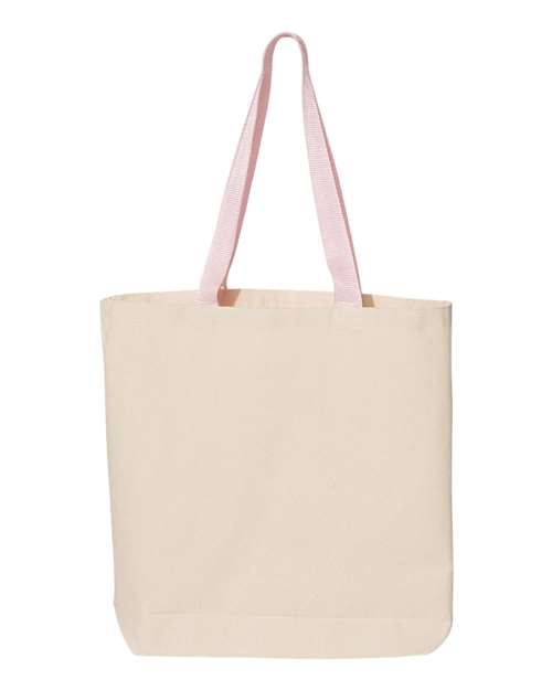 Q-Tees 11L Canvas Tote with Contrast-Color Handles Unisex Accessories Bags & Backpacks