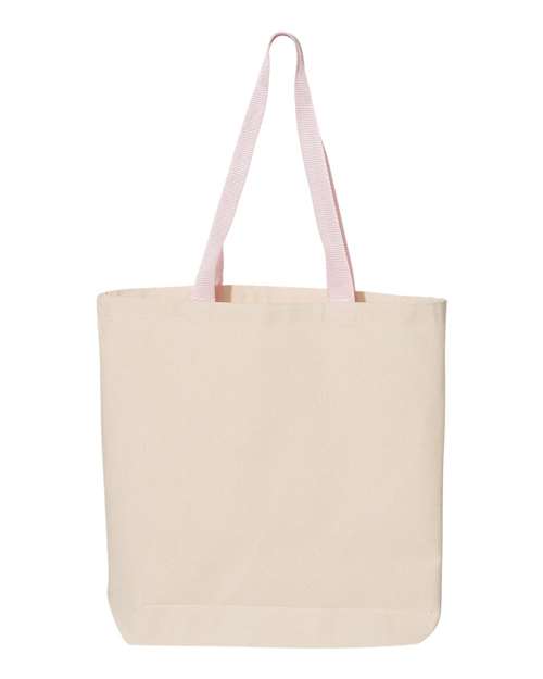Q-Tees 11L Canvas Tote with Contrast-Color Handles Unisex Accessories Bags & Backpacks