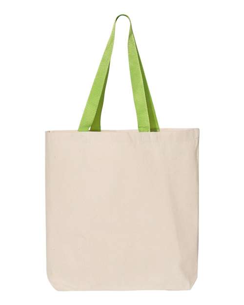 Q-Tees 11L Canvas Tote with Contrast-Color Handles Unisex Accessories Bags & Backpacks
