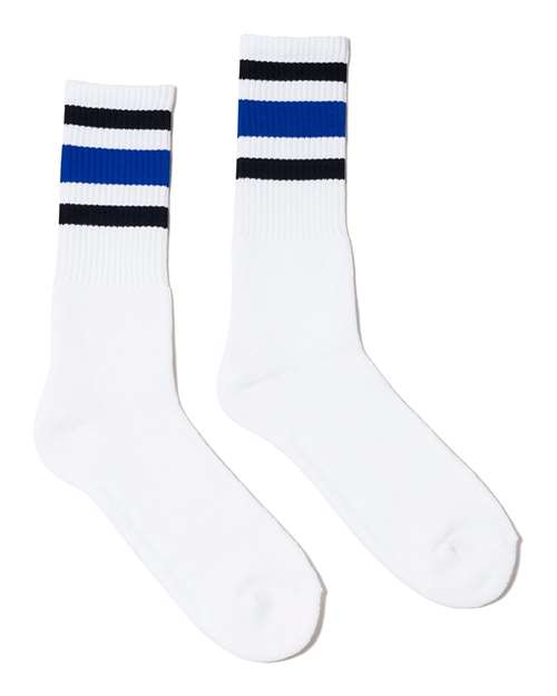 SOCCO USA-Made Striped Crew Socks Unisex Accessories Socks