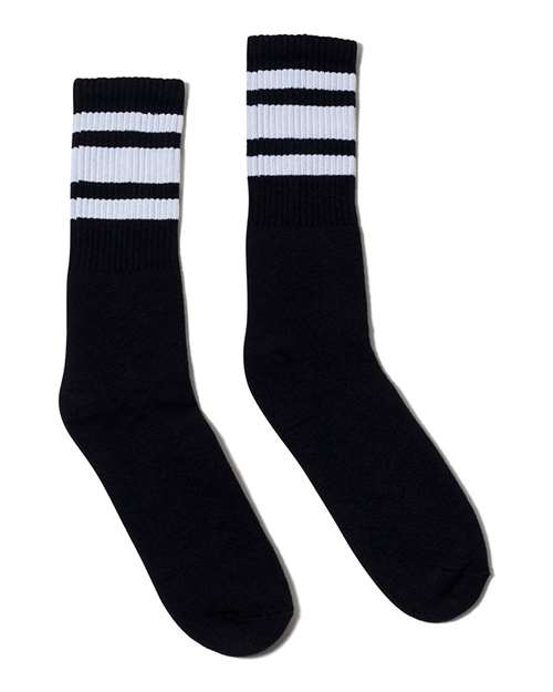 SOCCO USA-Made Striped Crew Socks Unisex Accessories Socks