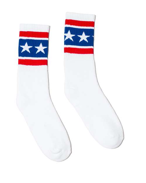 SOCCO USA-Made Striped Crew Socks Unisex Accessories Socks