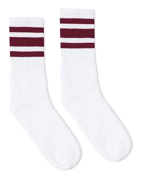 SOCCO USA-Made Striped Crew Socks Unisex Accessories Socks